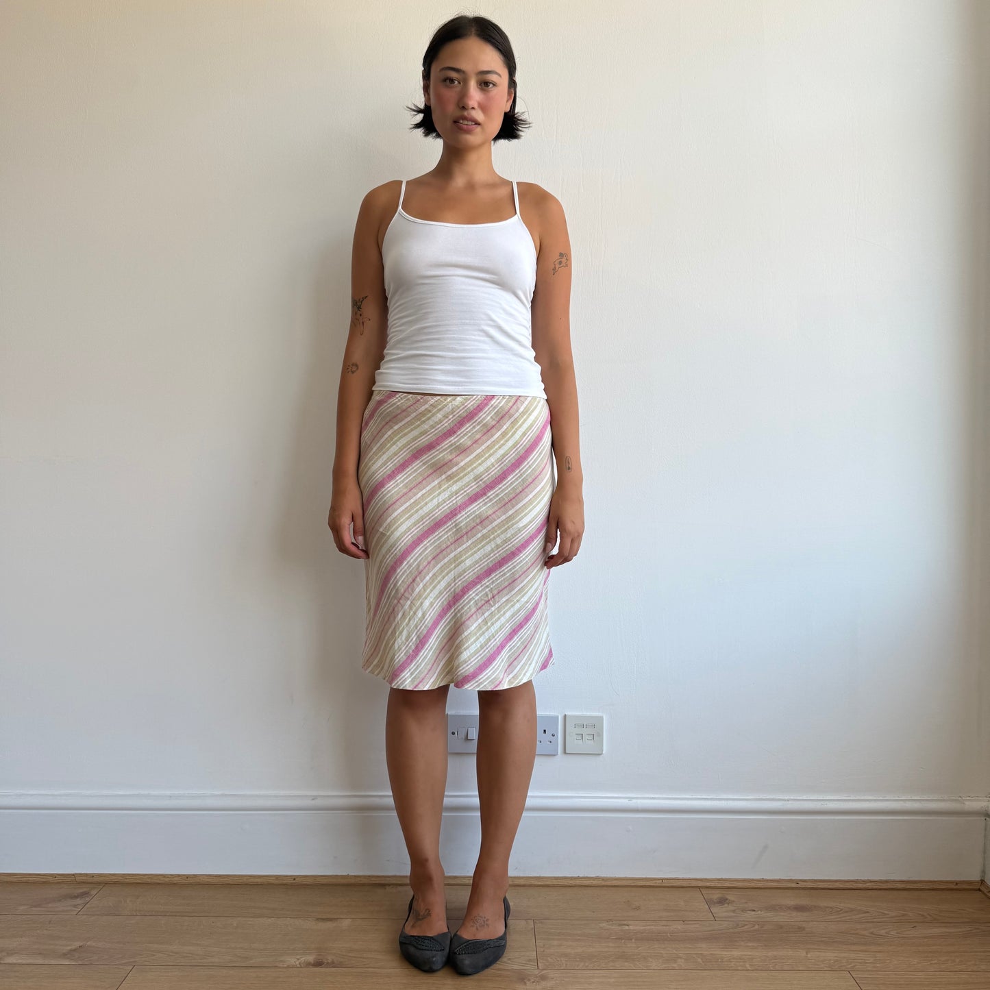 Pink striped midi skirt - Size S