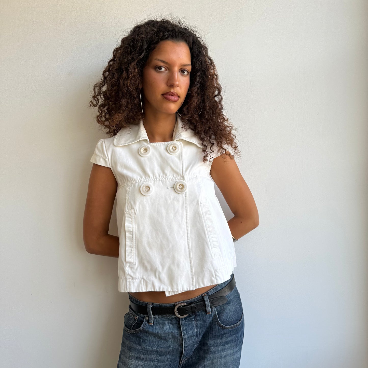 White short sleeve peacoat - Size S