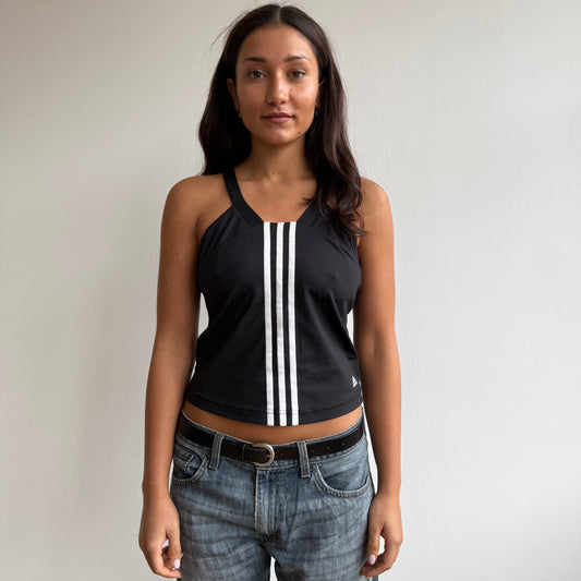 Black Adidas 3 stripe top - Size S-M
