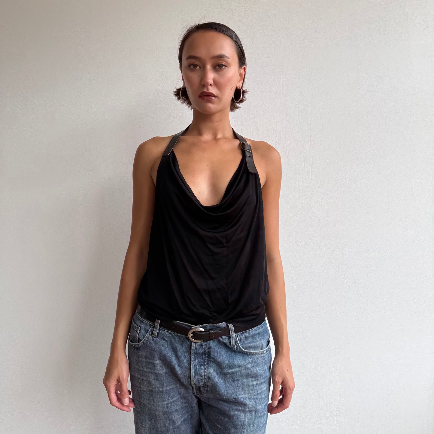 Miss Sixty black leather halter top - Size M
