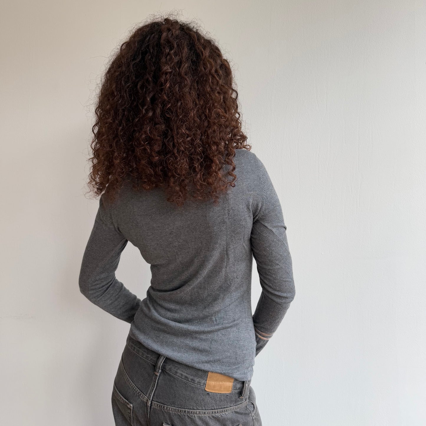 Grey tie neck knit - Size S