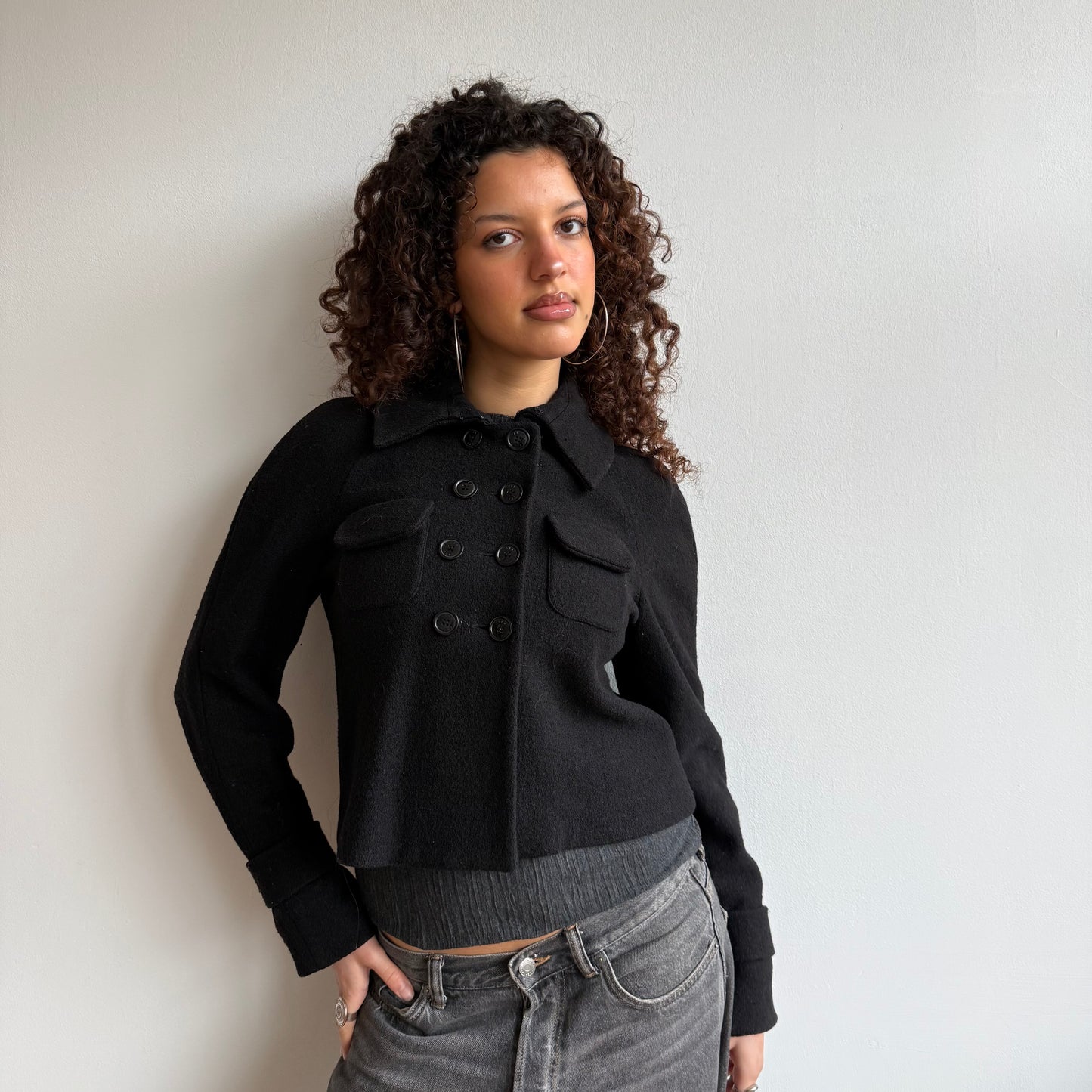 Black wool peacoat jacket - Size S