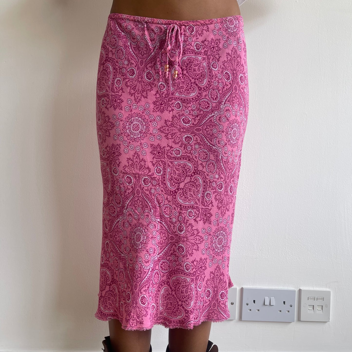 Pink paisley midi skirt - Size S