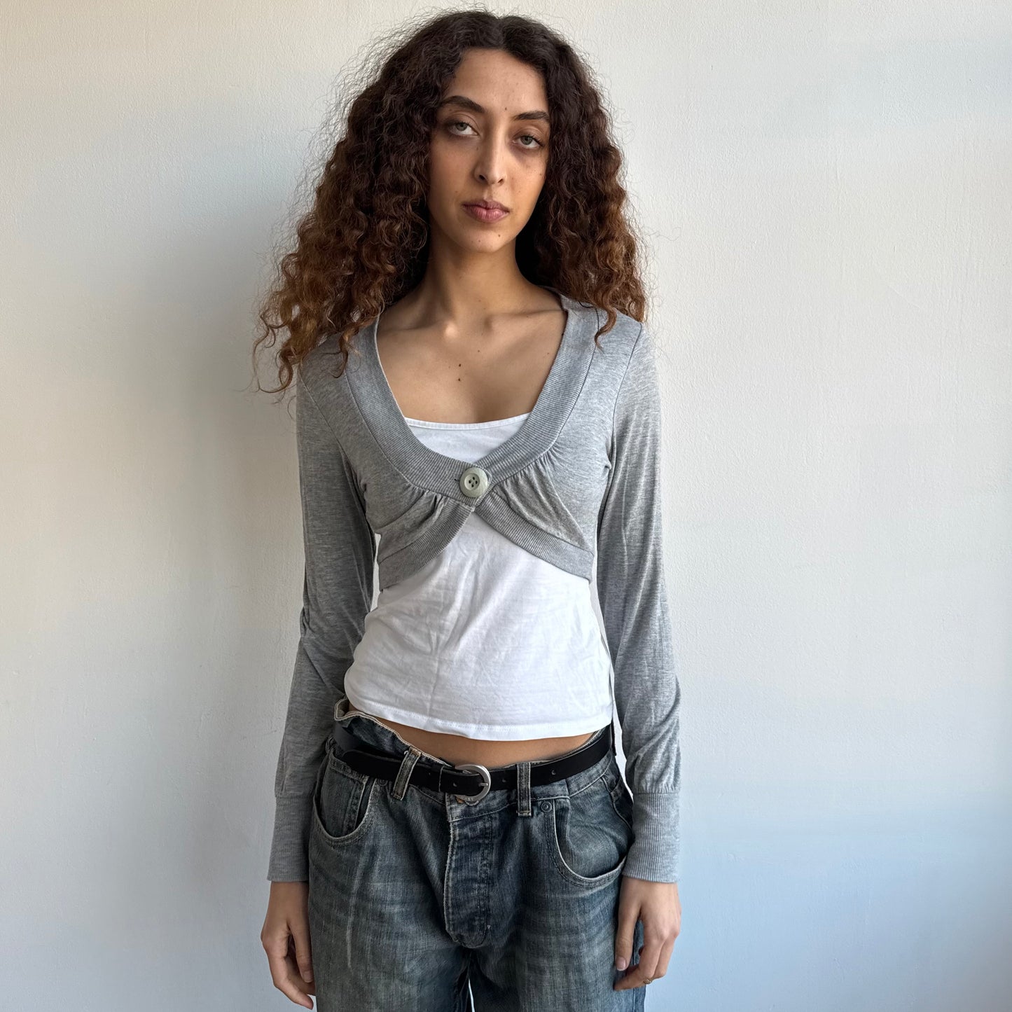 Grey button bolero cardi - Size S