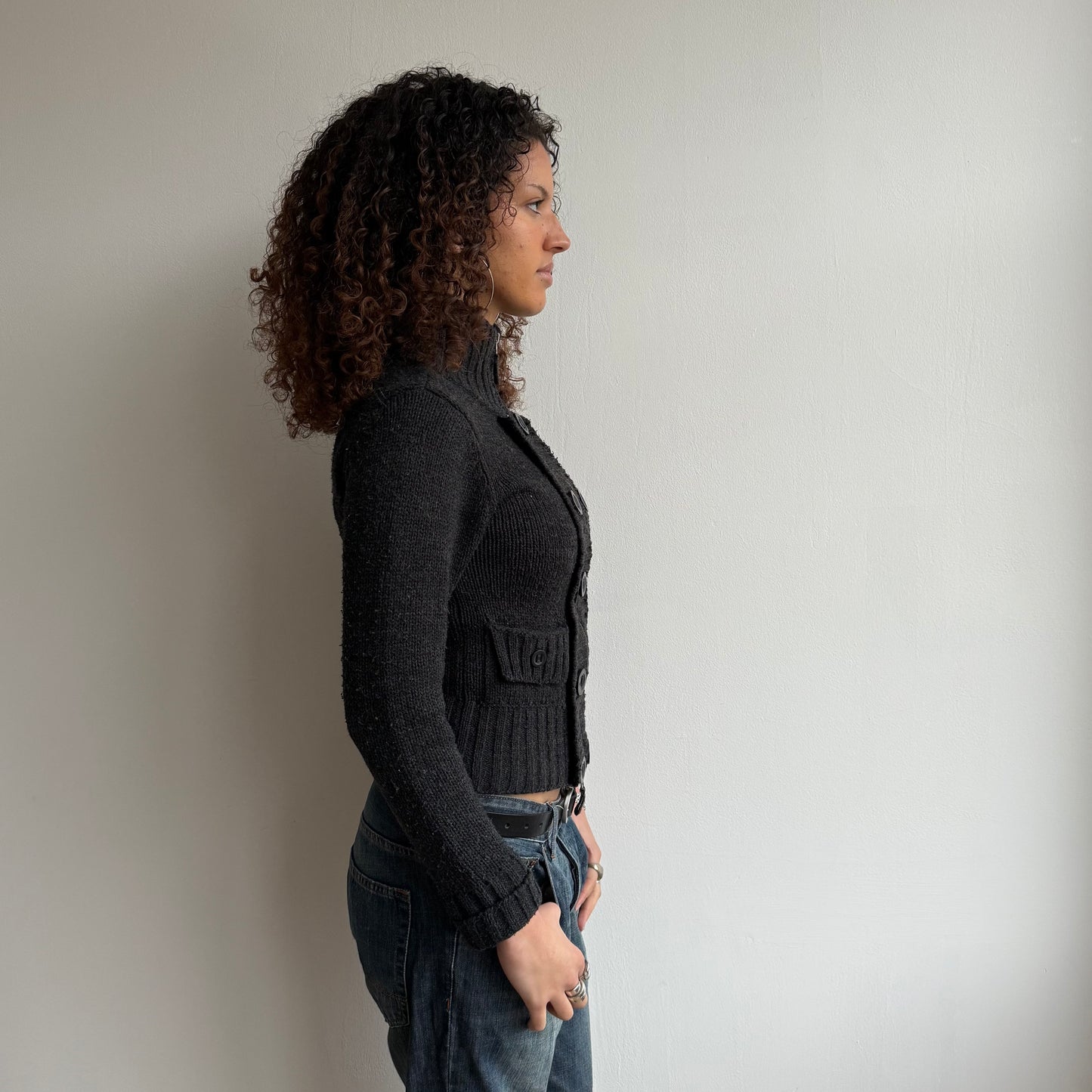 Charcoal double zip knit jumper - Size S