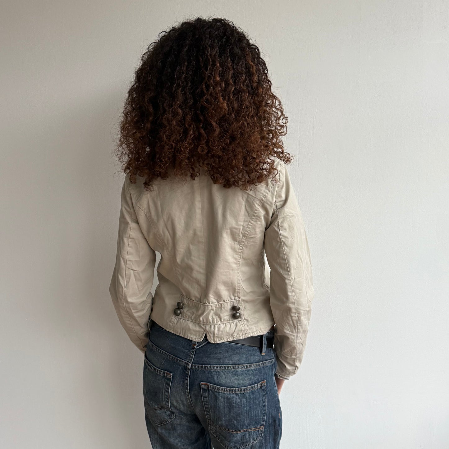 Cream hook eye military jacket - Size S