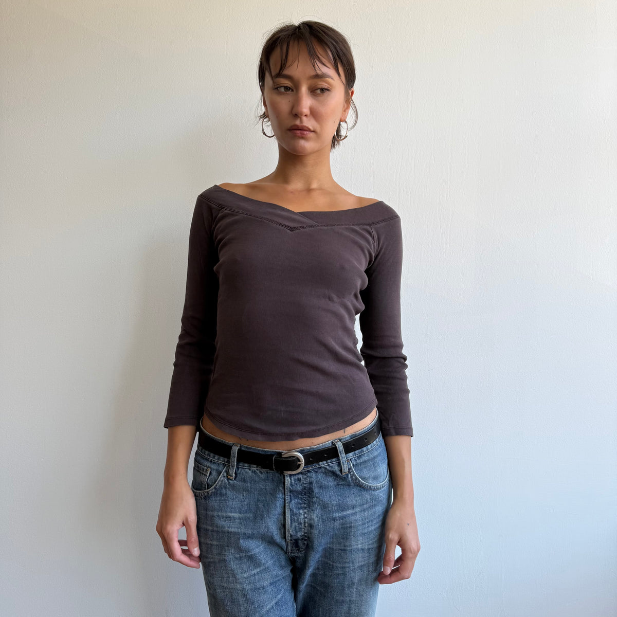 Brown 3/4 sleeve top - Size S