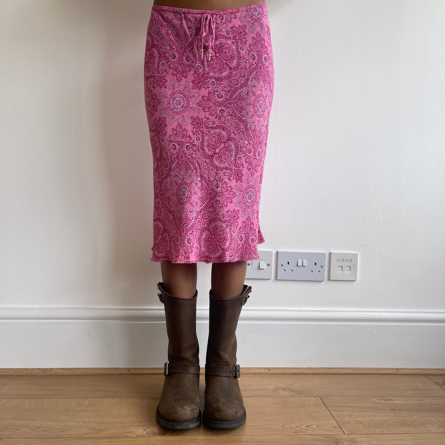 Pink paisley midi skirt - Size S