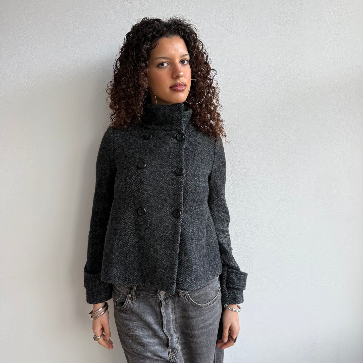 Grey peacoat - Size S