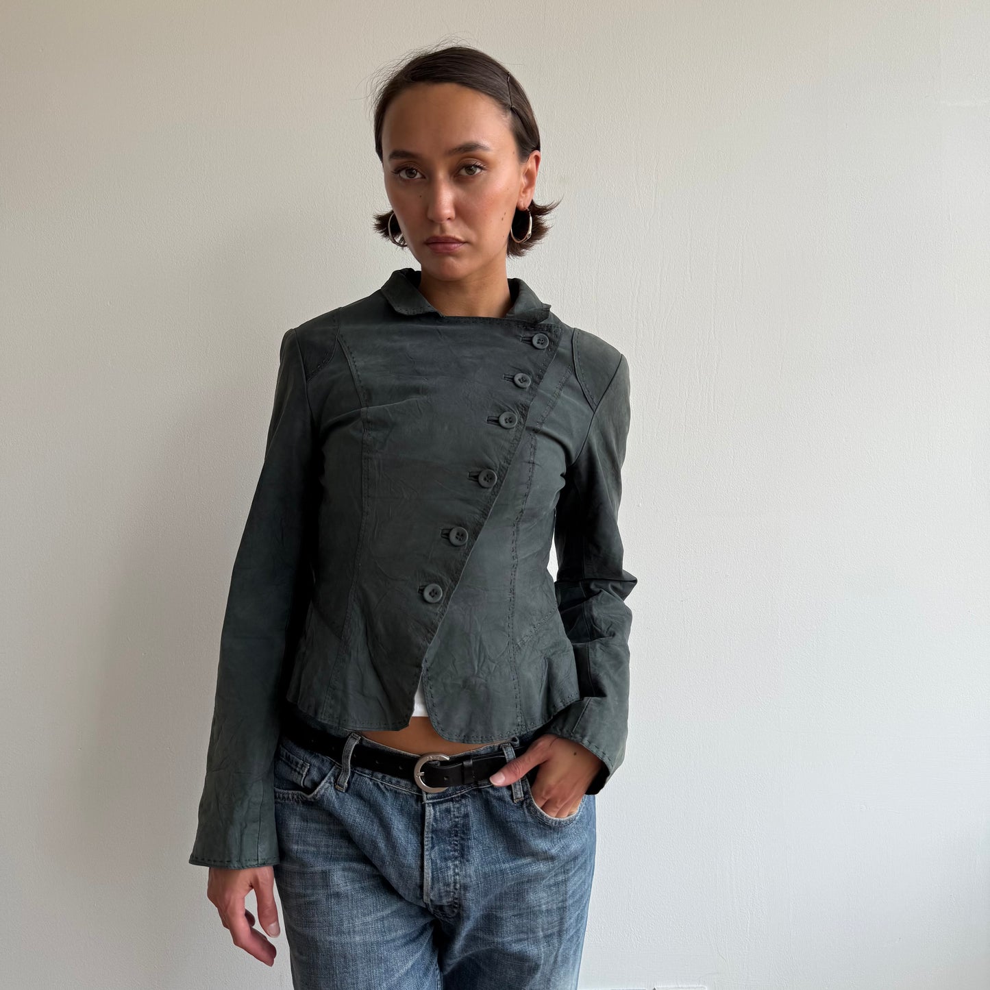 Grey suede military jacket - Size S