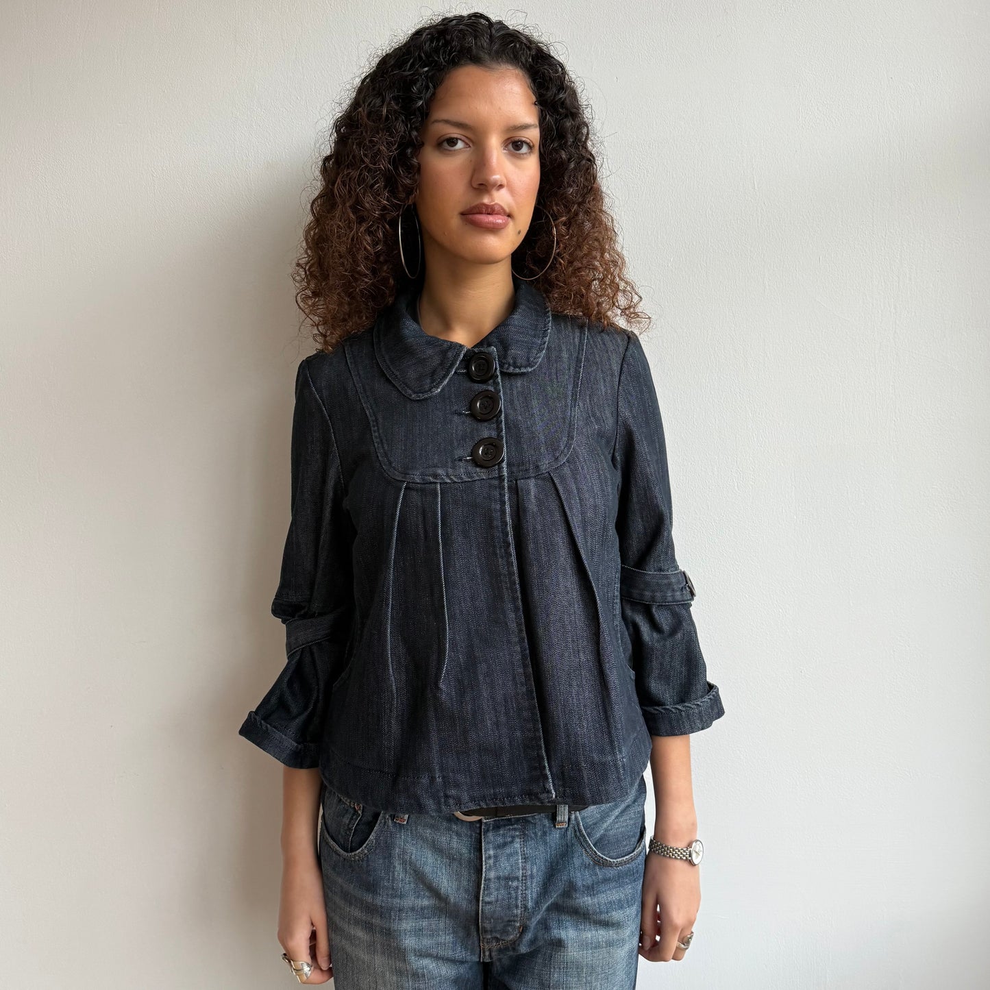 Denim 3/4 sleeve peacoat - Size M