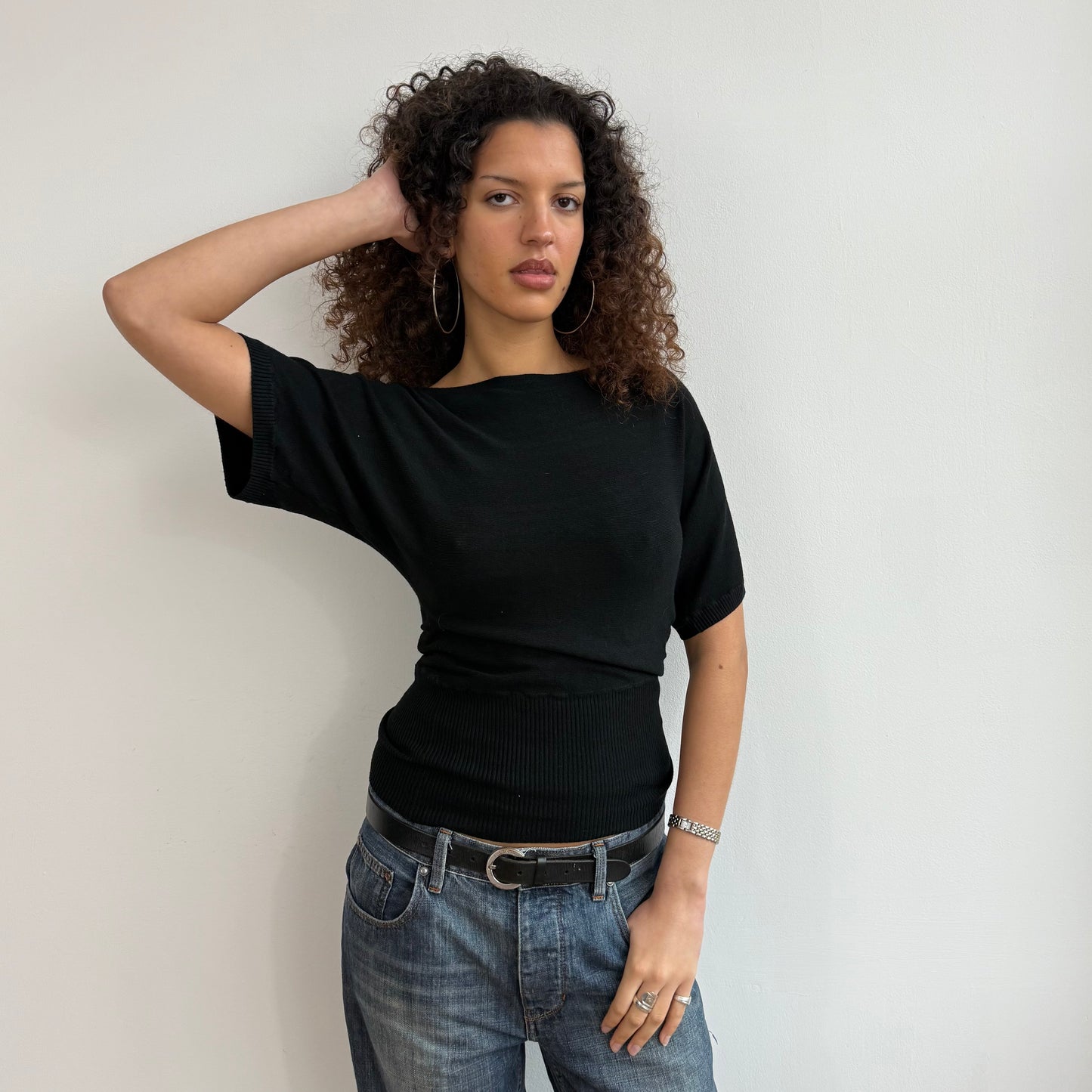 Black short sleeve knit - Size S