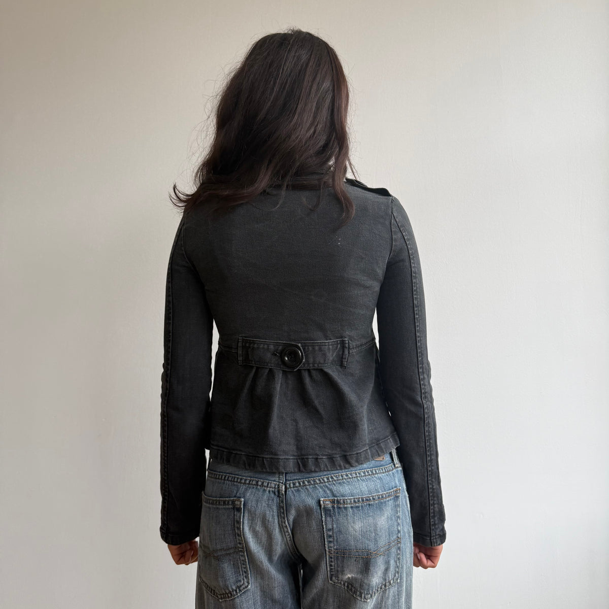 Black wash denim peacoat - Size XS
