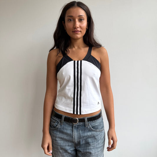 White Adidas 3 stripe top - Size S-M