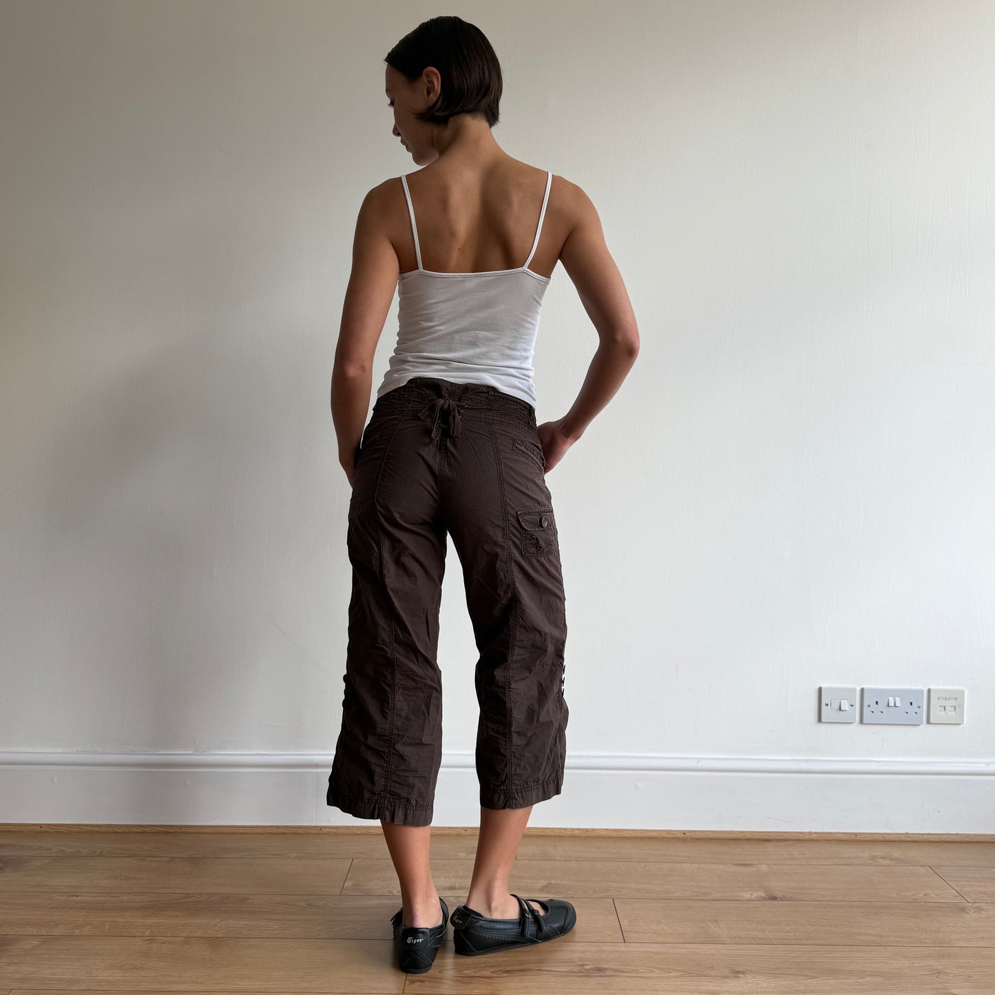 Brown corset back capris - Size S