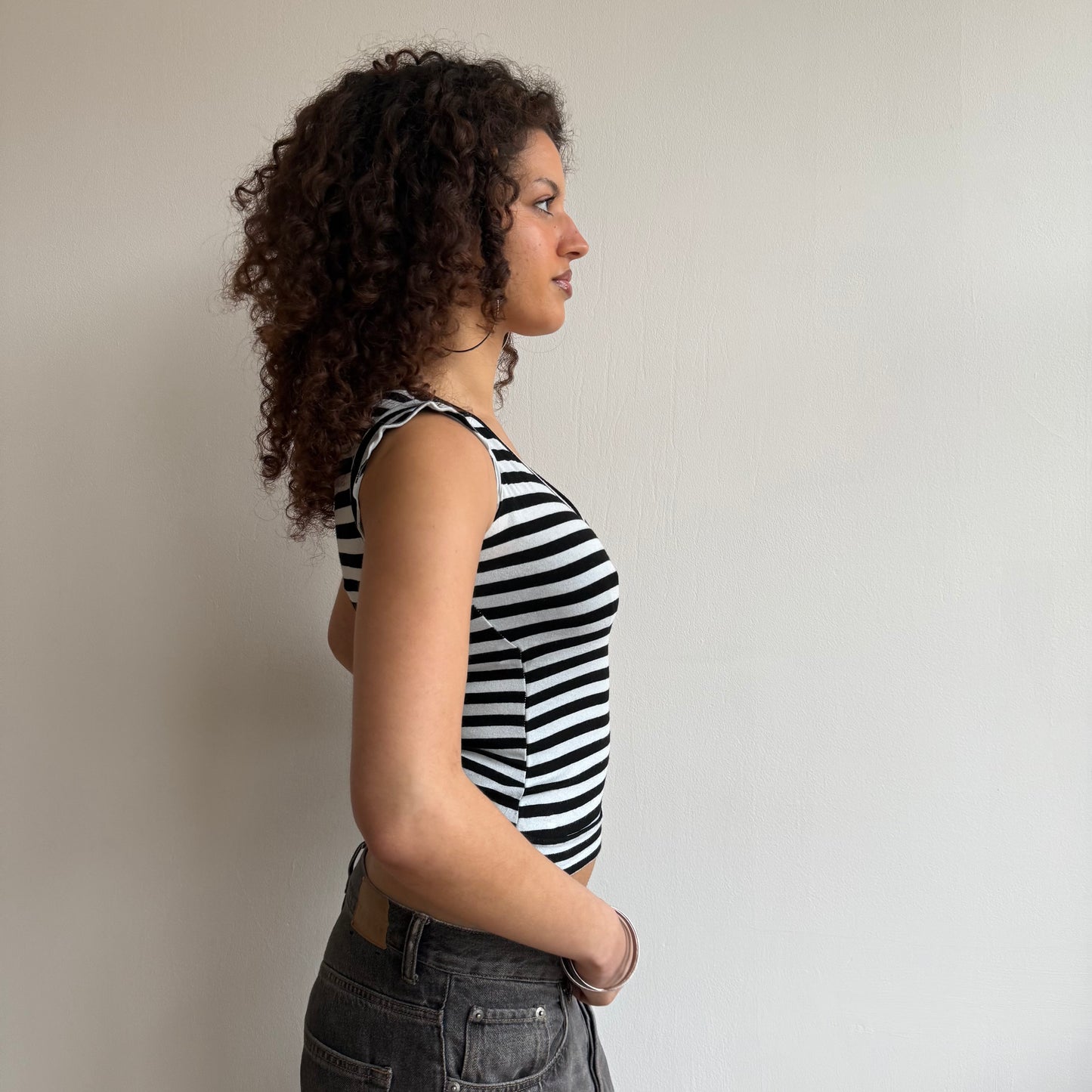 Black and white wrap top - Size XS