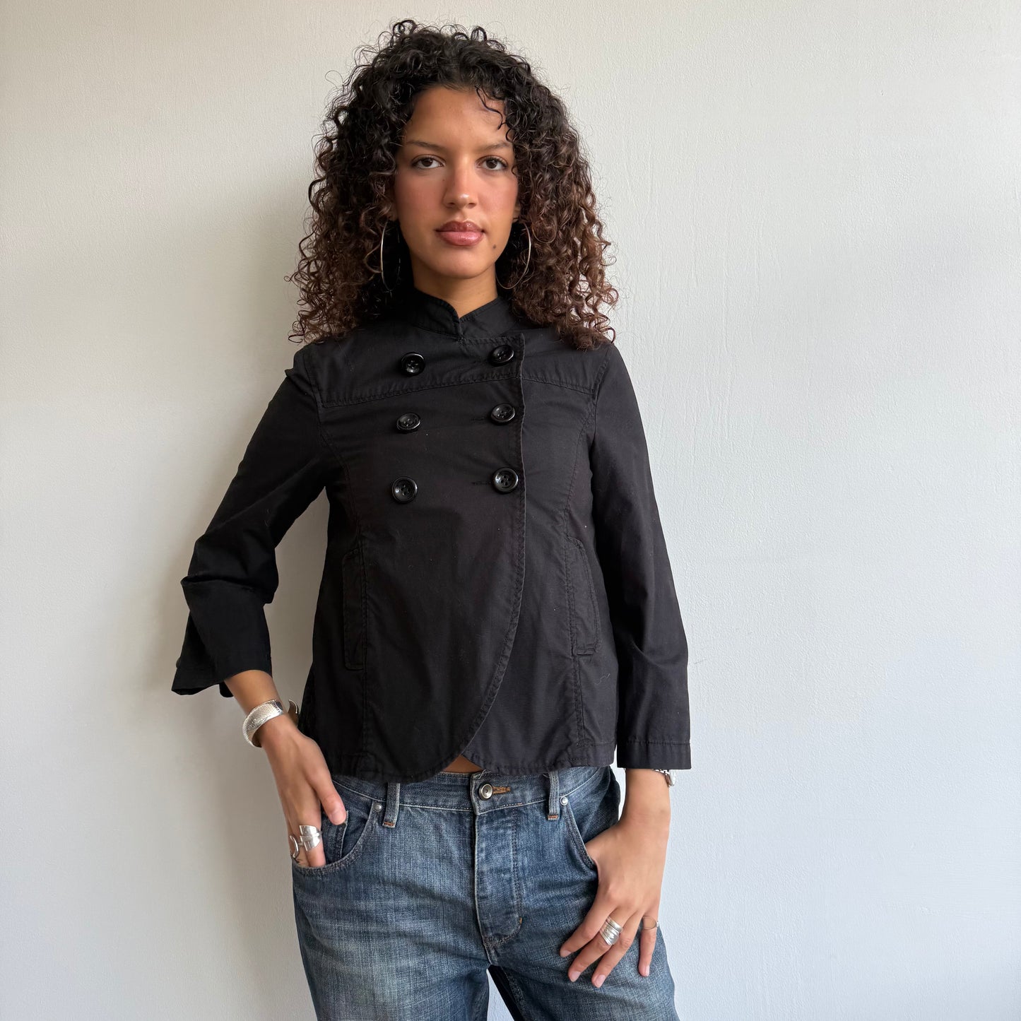 Black button peacoat - Size S