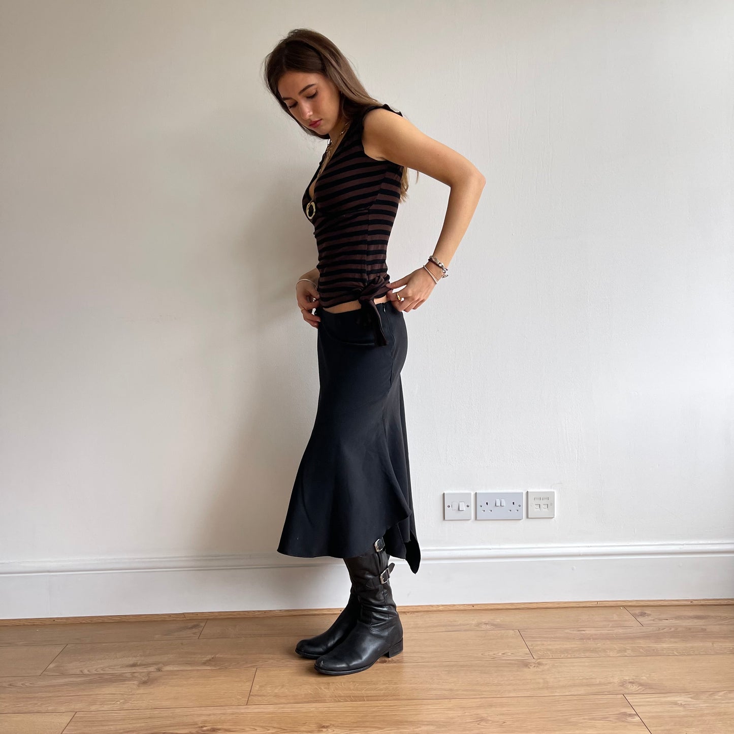 Brown and black stripe top - Size S