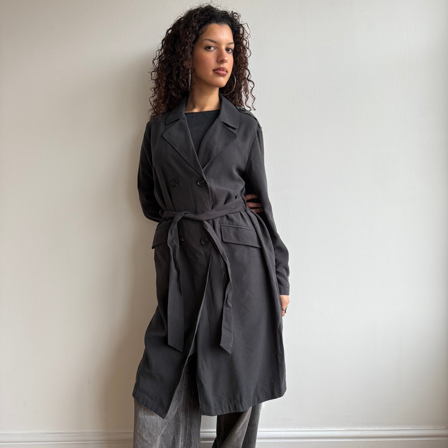 Charcoal grey trench - Size M