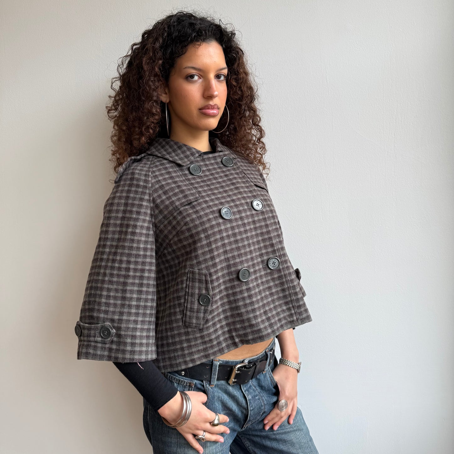 Tartan peacoat - Size S