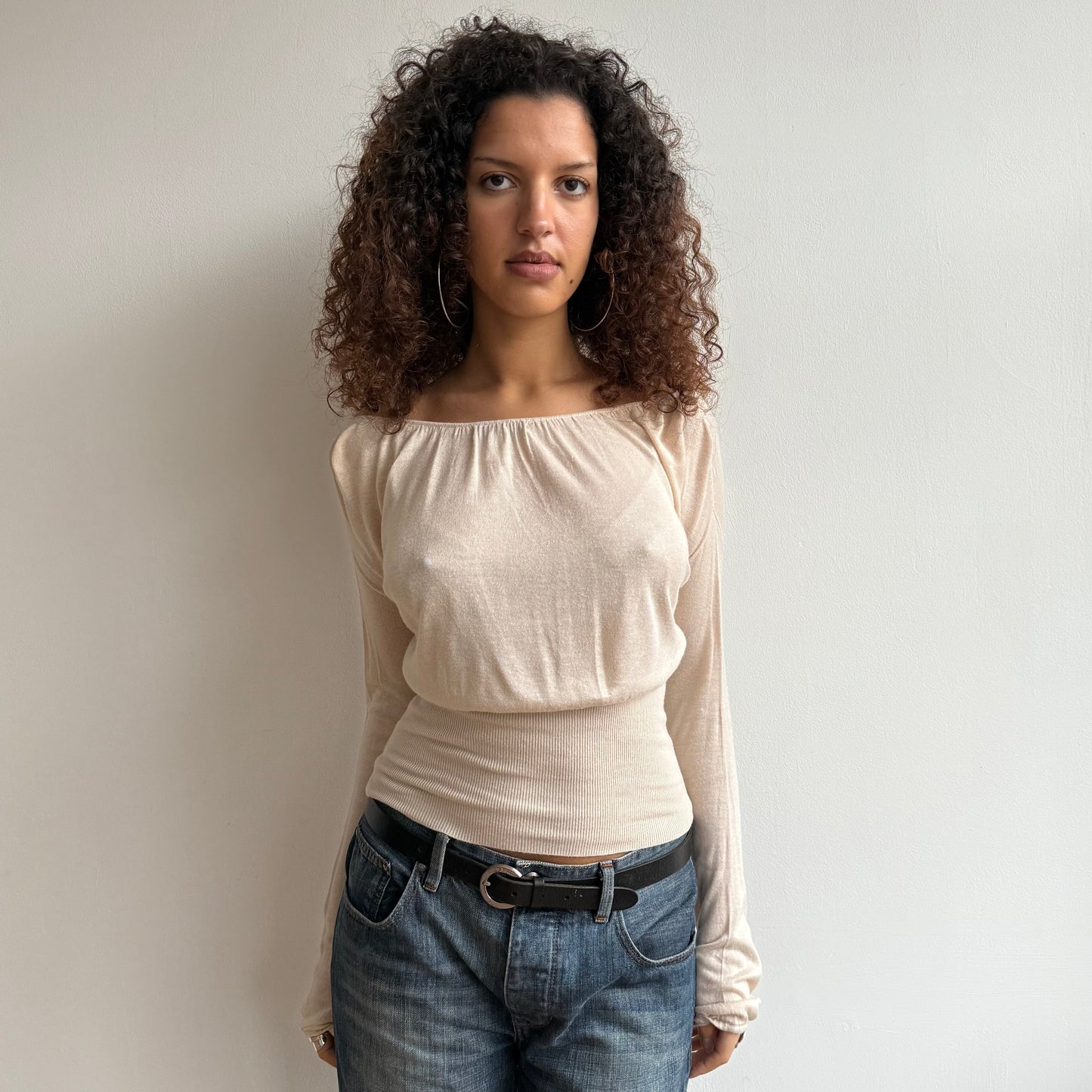 Cream keyhole batwing knit - Size S