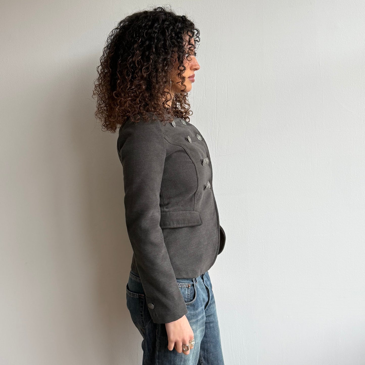 Grey wool military jacket - Size XS