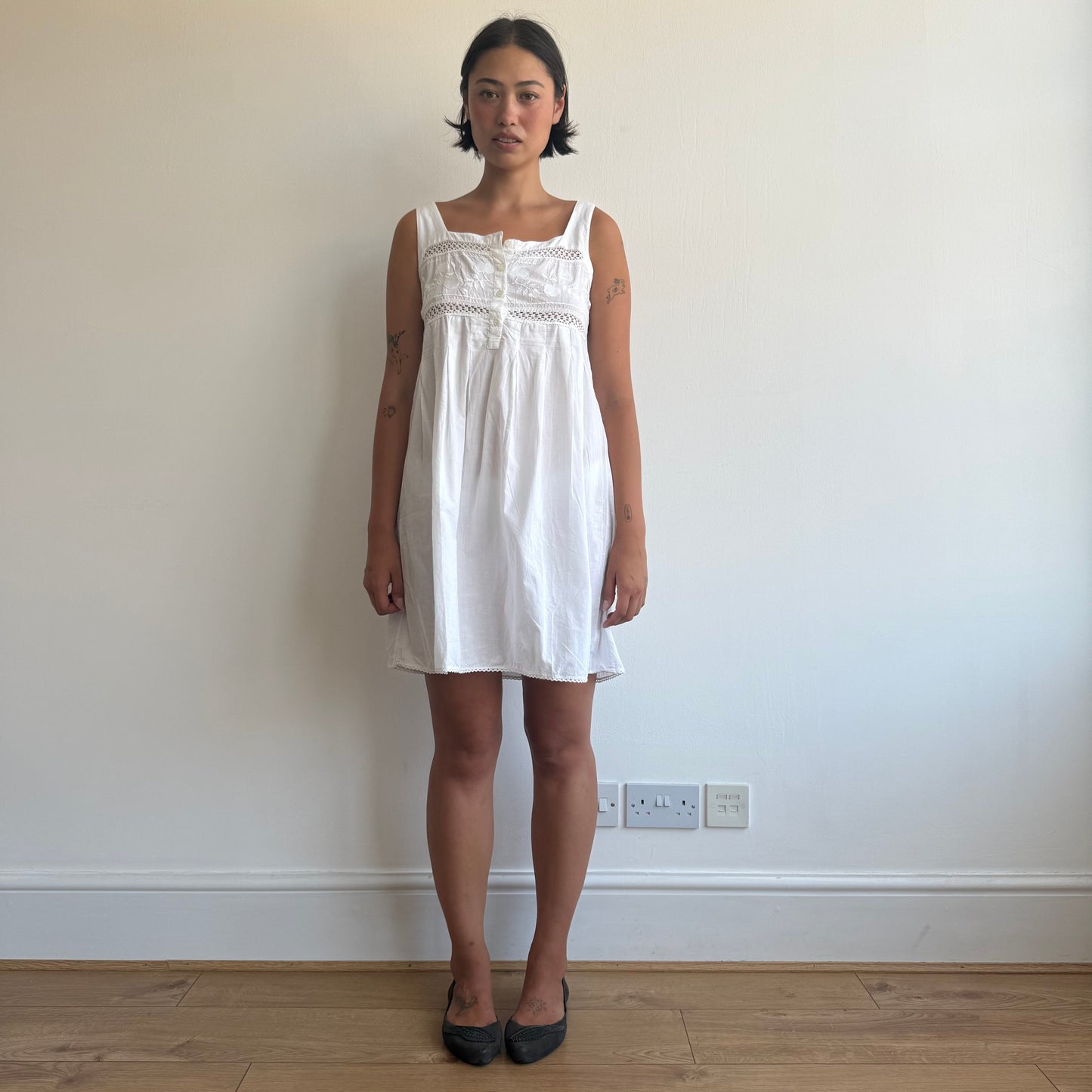 White embroidered milkmaid dress - Size S