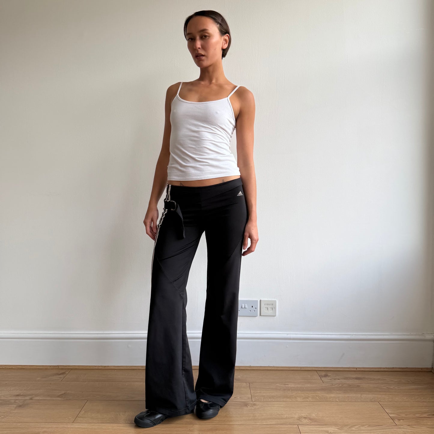 Black Adidas stripe flared yoga pants - Size S