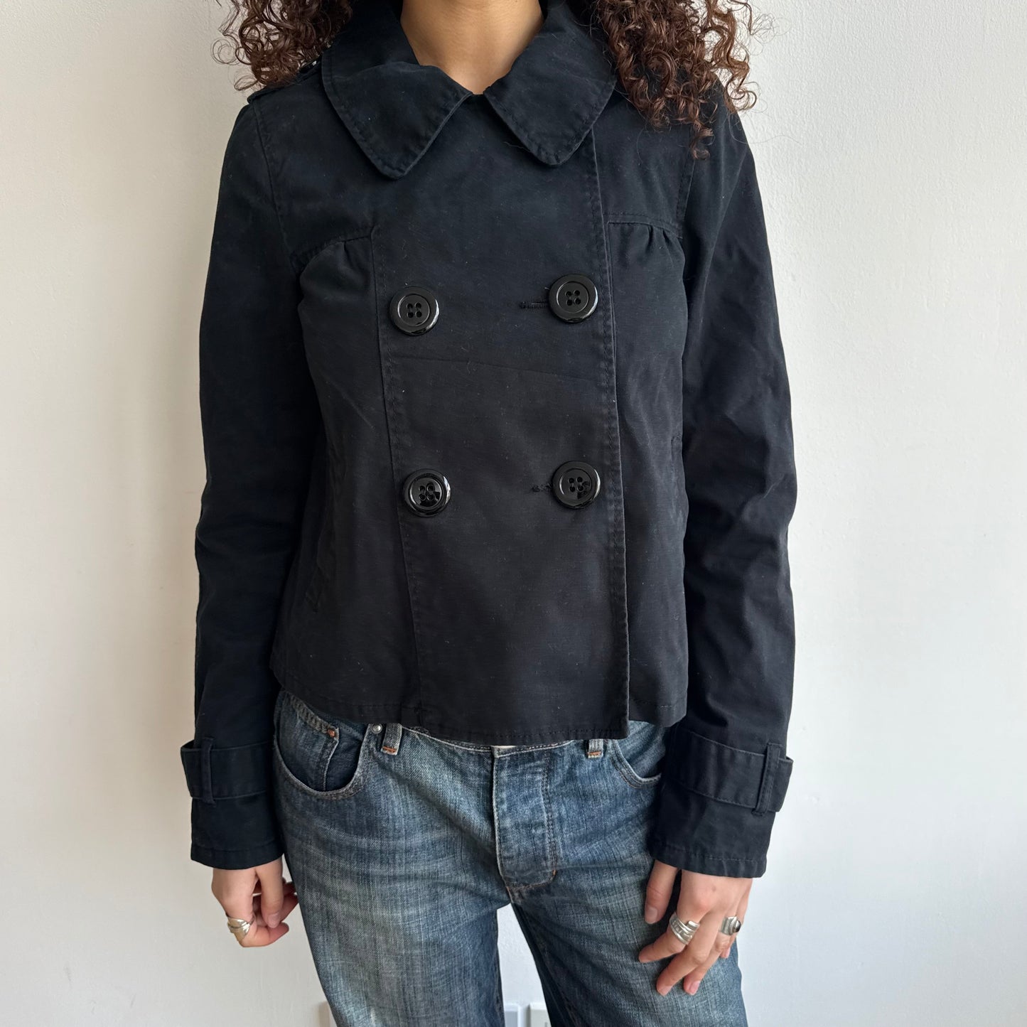 Black double breasted peacoat - Size M