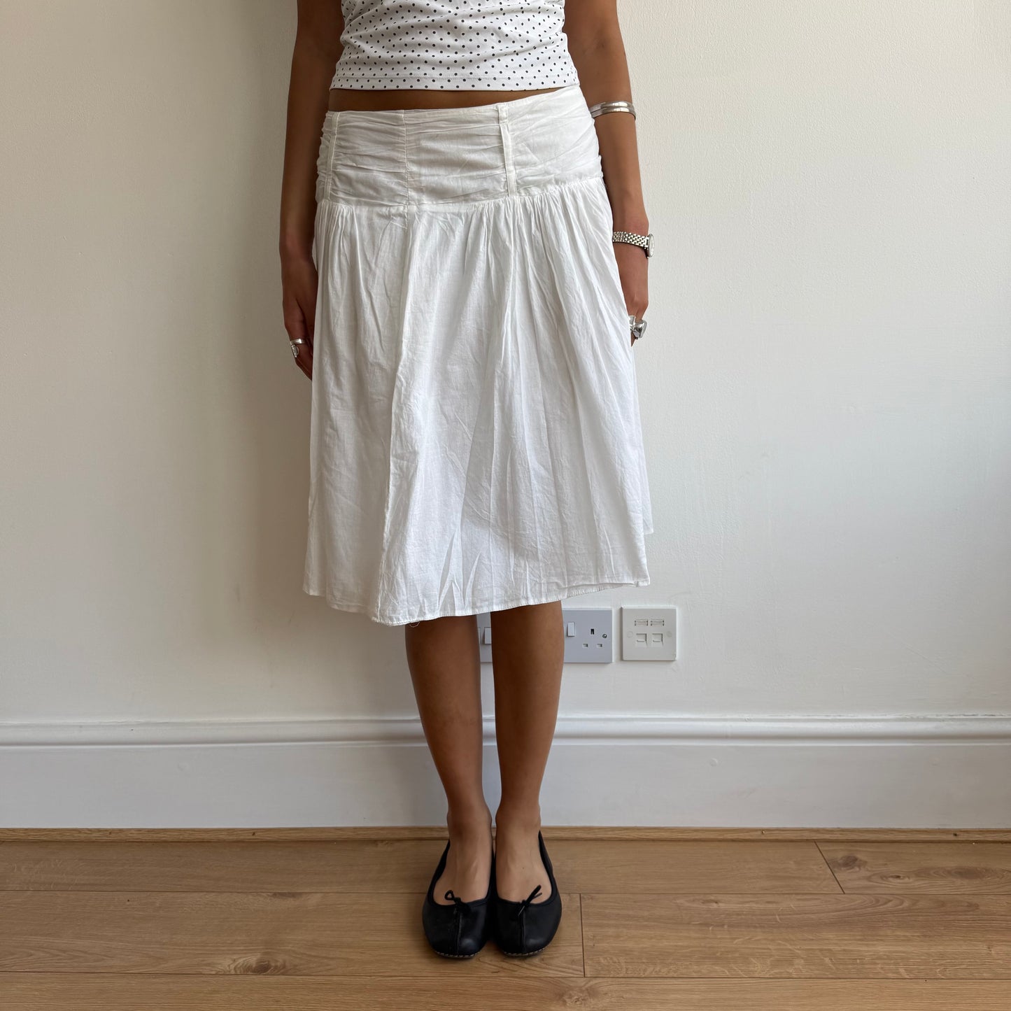 White pleat midi skirt - Size S/M