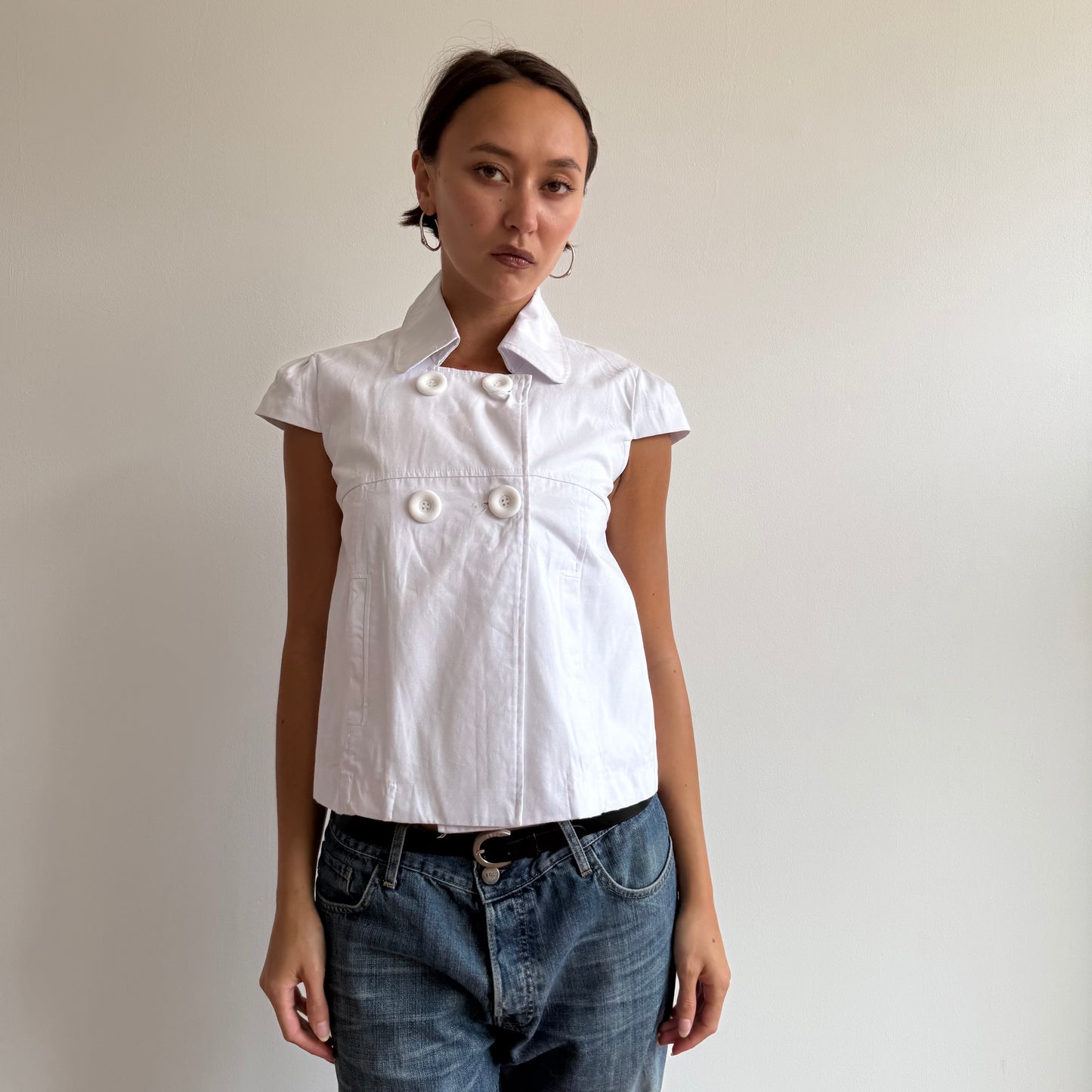 White short sleeve peacoat - Size S