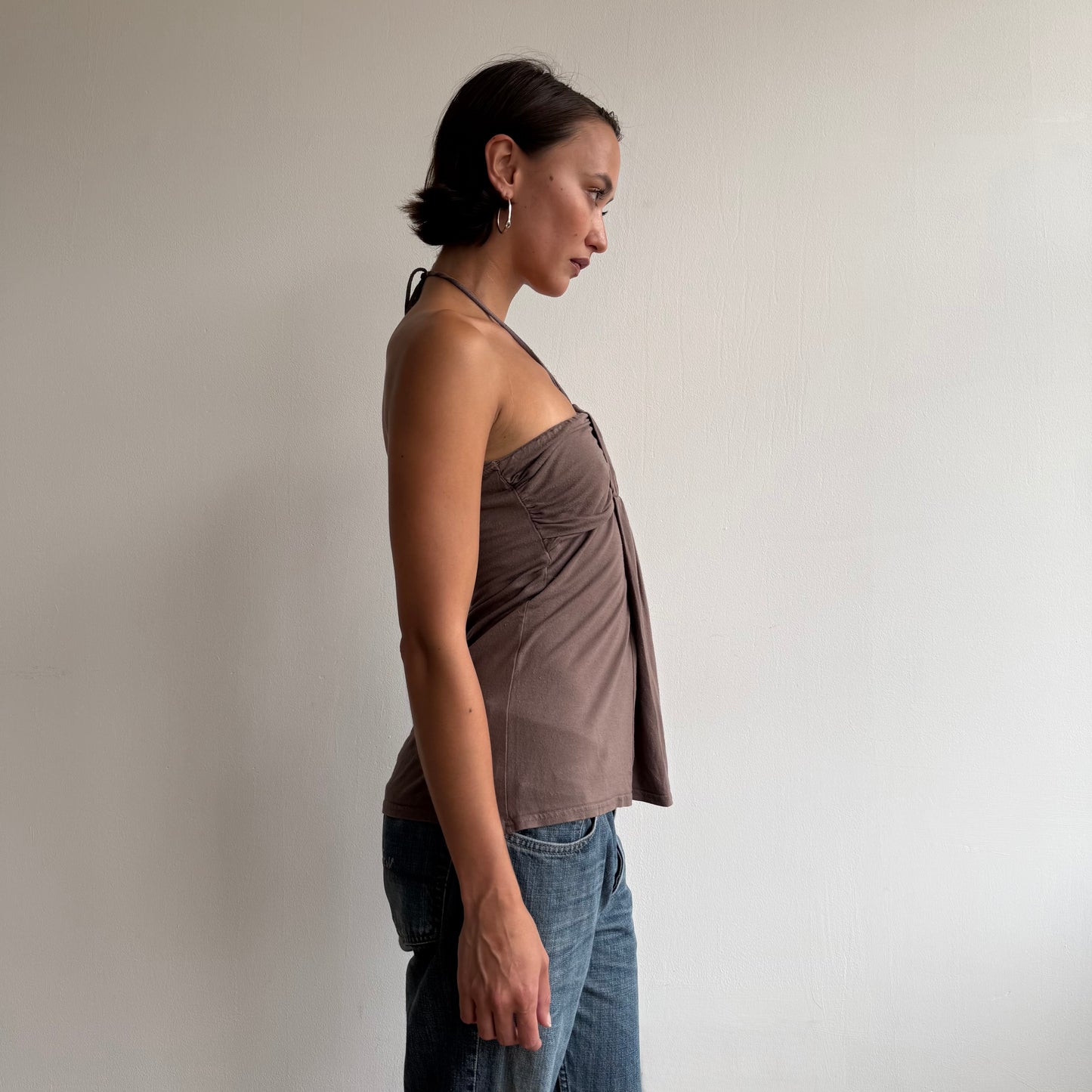 Taupe halterneck bandeau top - Size S