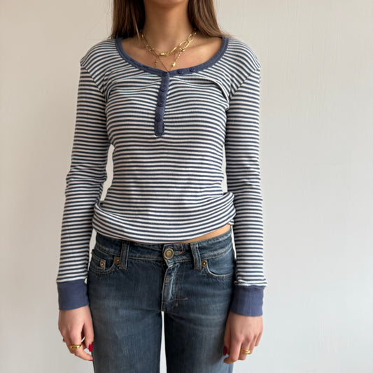 Blue stripe ribbed top - Size S/M