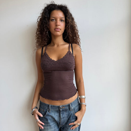 Brown lace cami - Size S/M