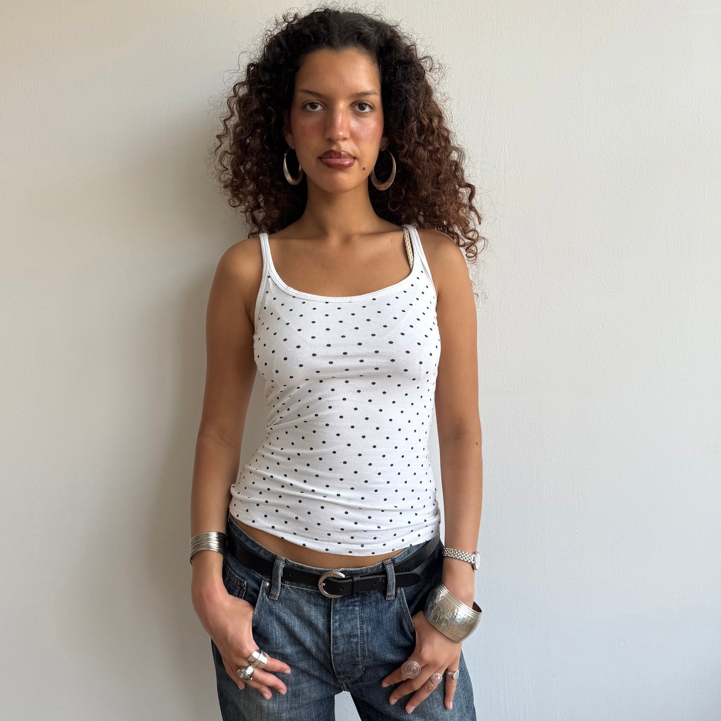 White polka dot cami - Size S