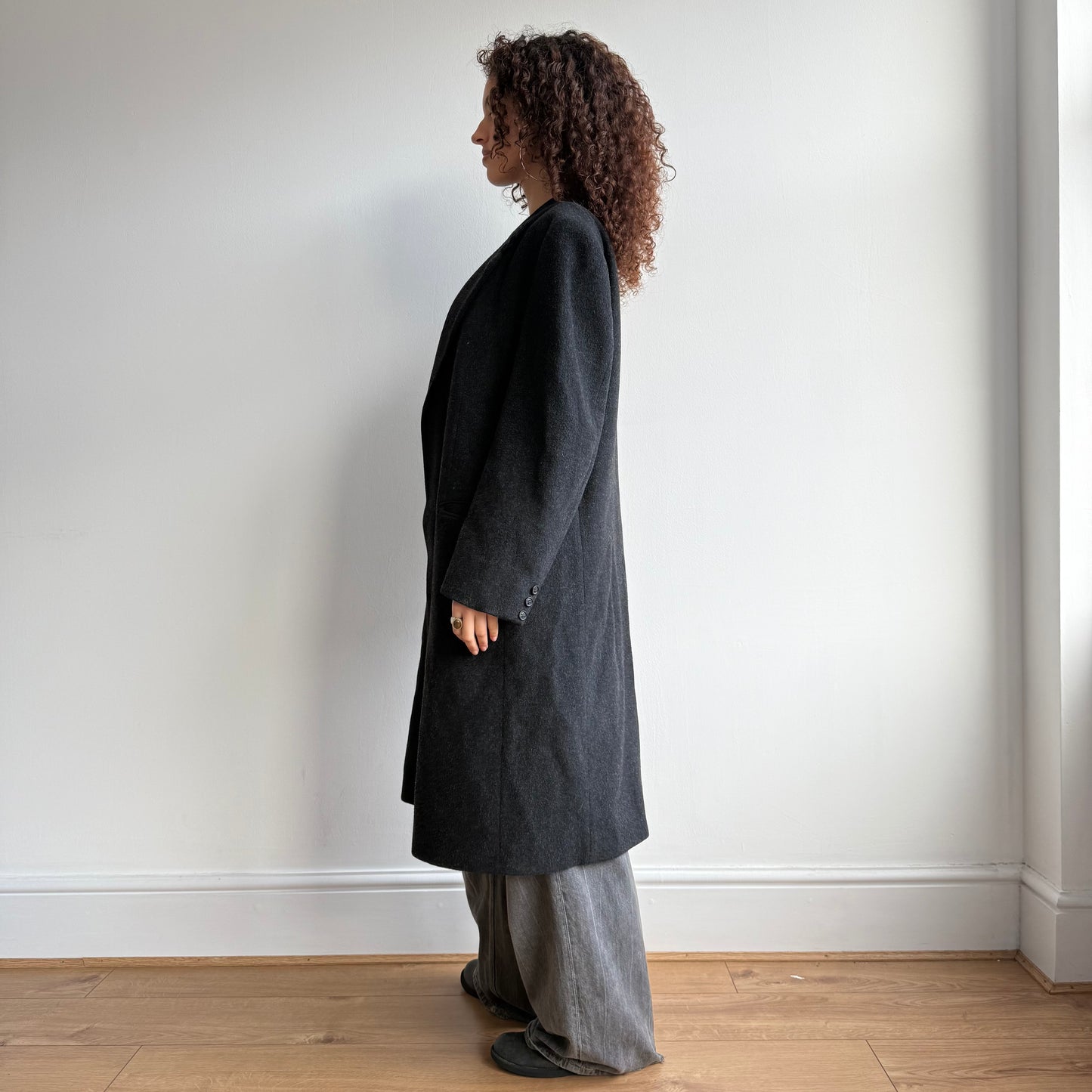 Grey wool overcoat - Size L