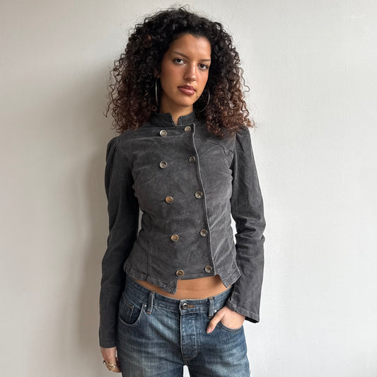 Grey velours military jacket - Size M