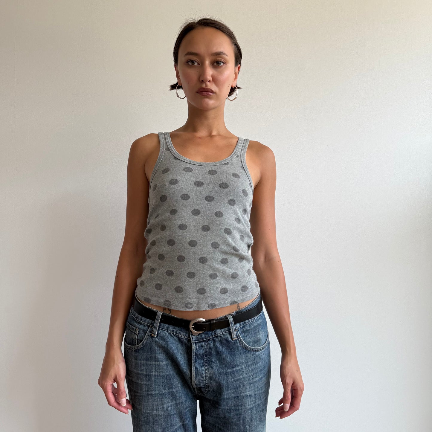 Grey polka dot tank top - Size S