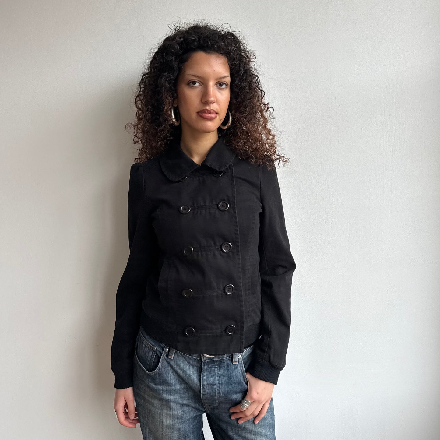 Black double breasted bomber - Size S