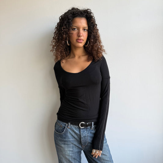 Black Cop Copine zip top - Size S/M