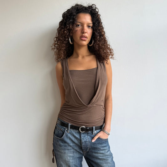 Brown wrap top - Size M