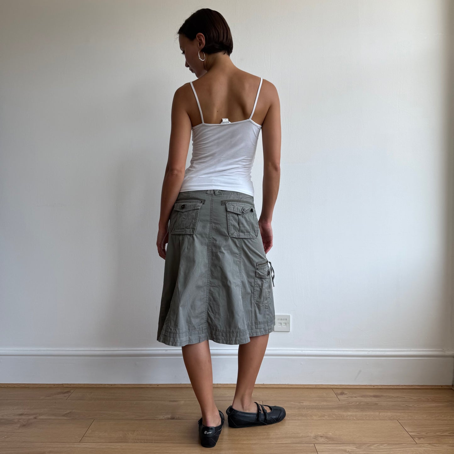 Khaki cargo midi skirt - Size S