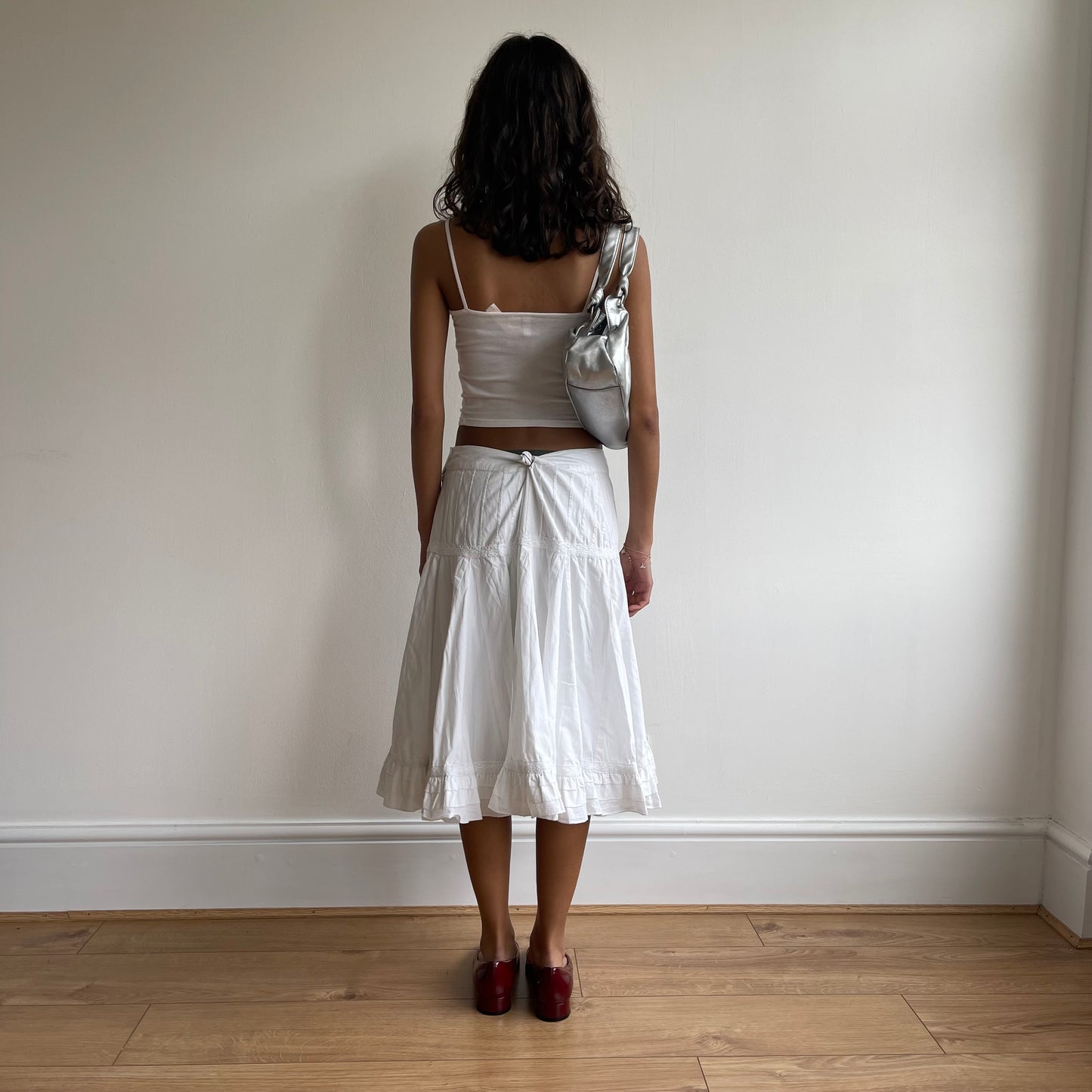 White broderie midi skirt - Size S/M