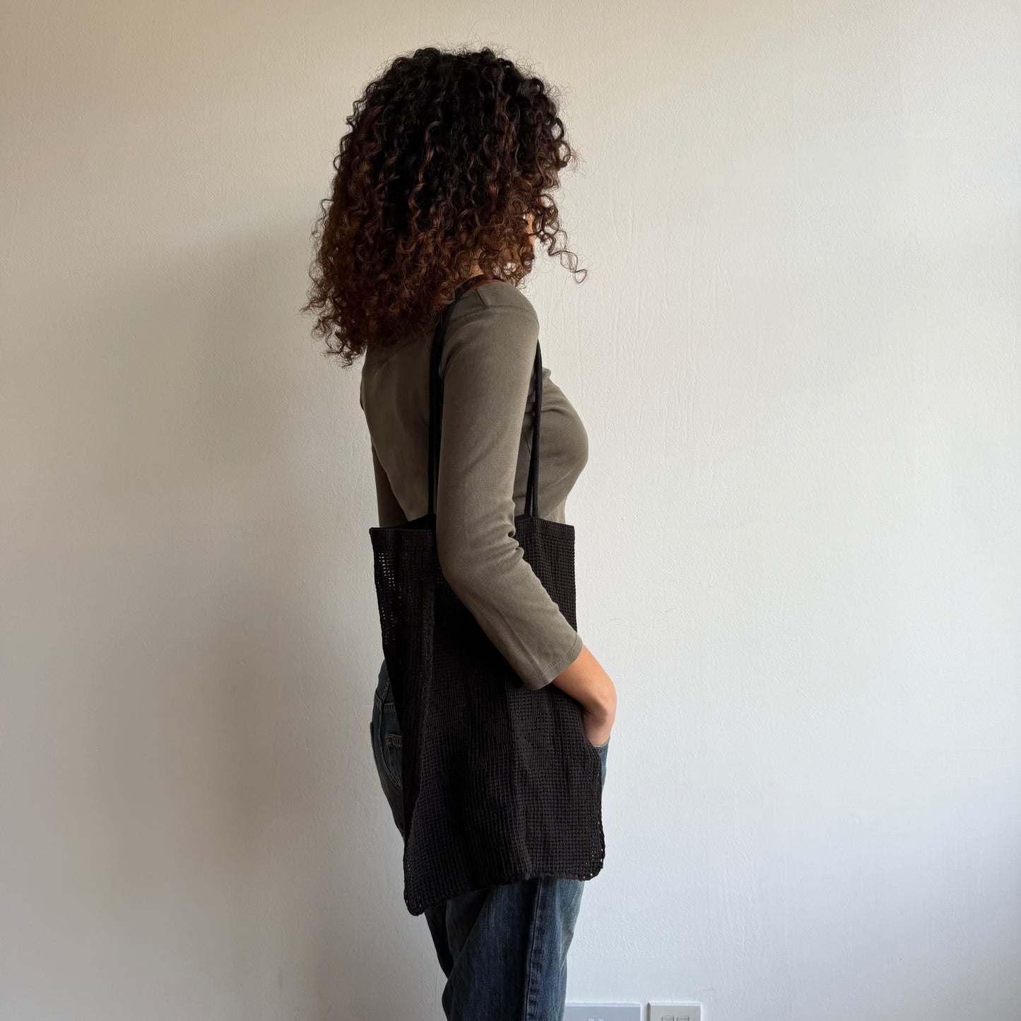 Khaki 3/4 sleeve top - Size S