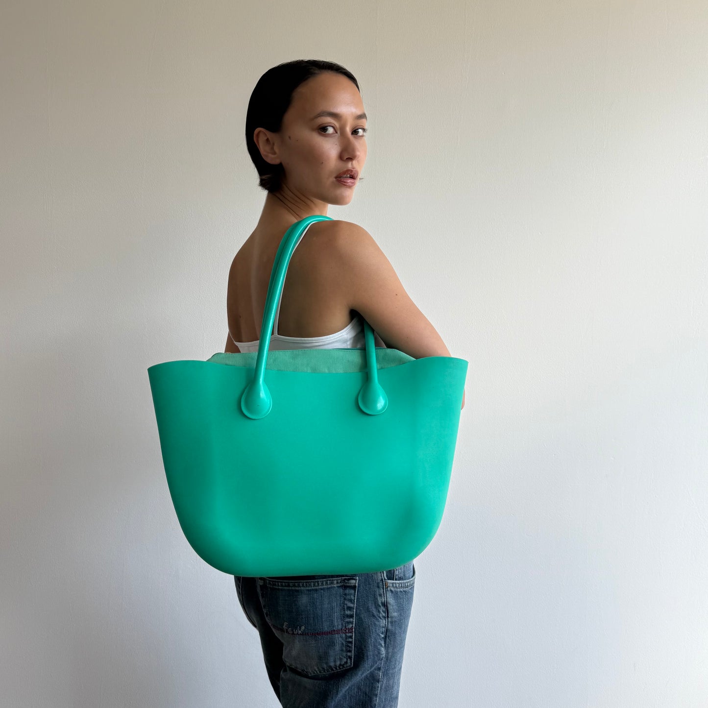 Turquoise jelly bucket bag - One Size