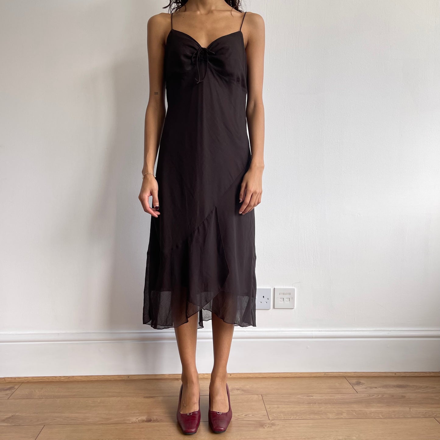 Brown chiffon dress - Size M