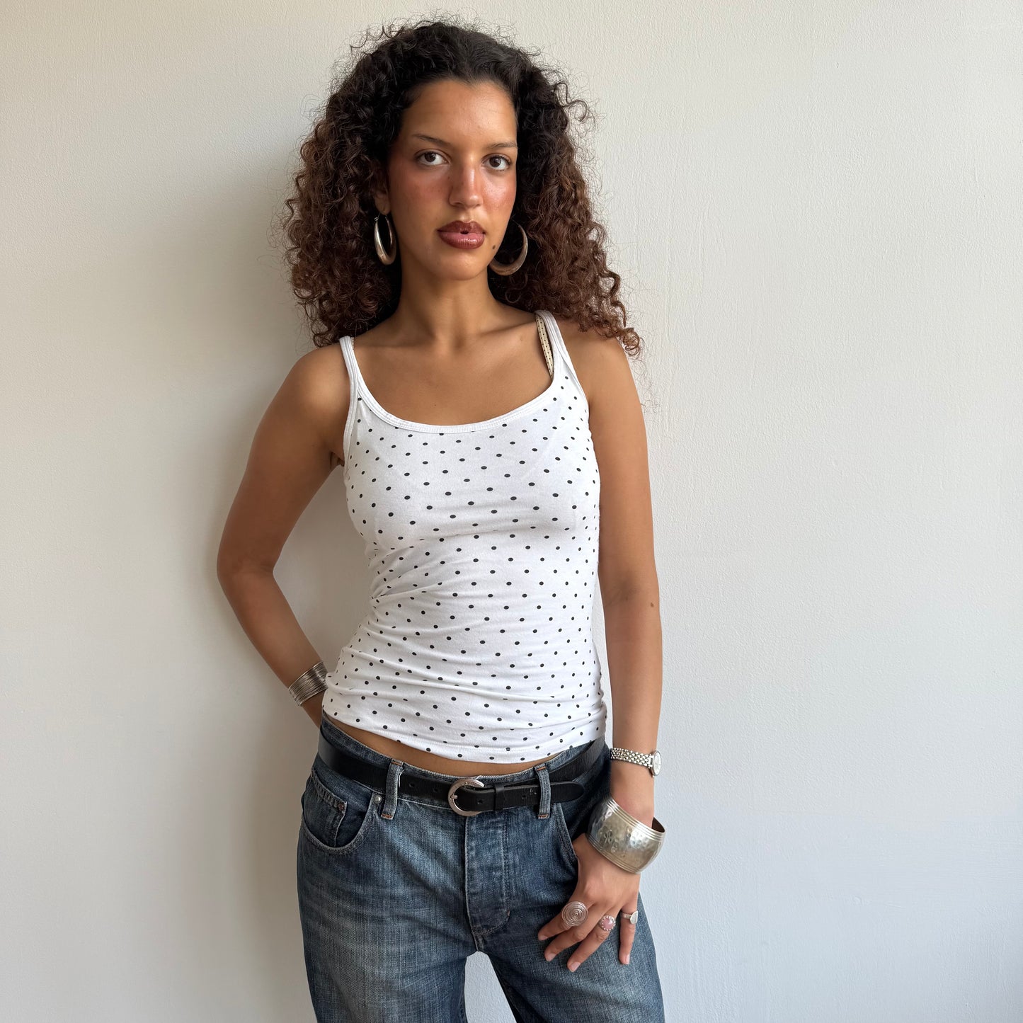 White polka dot cami - Size S