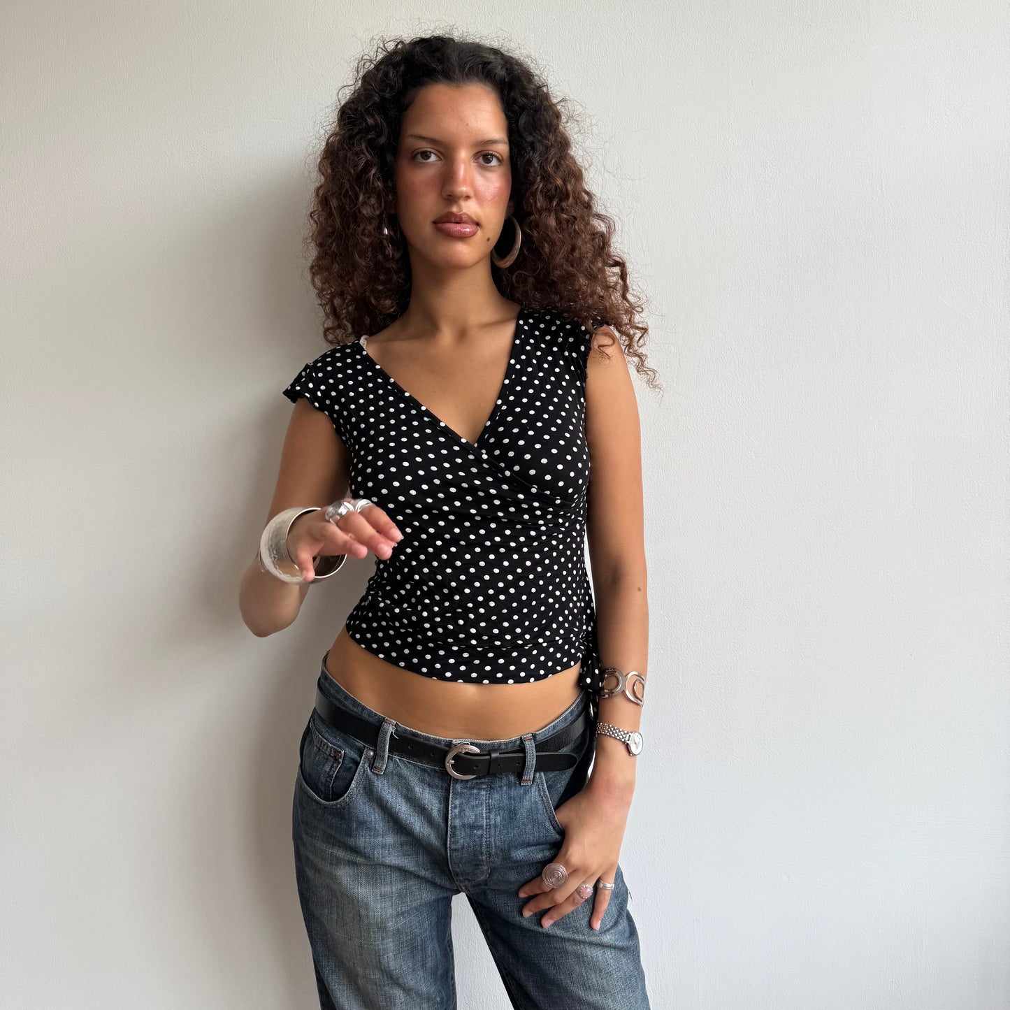 Polka dot wrap top - Size S