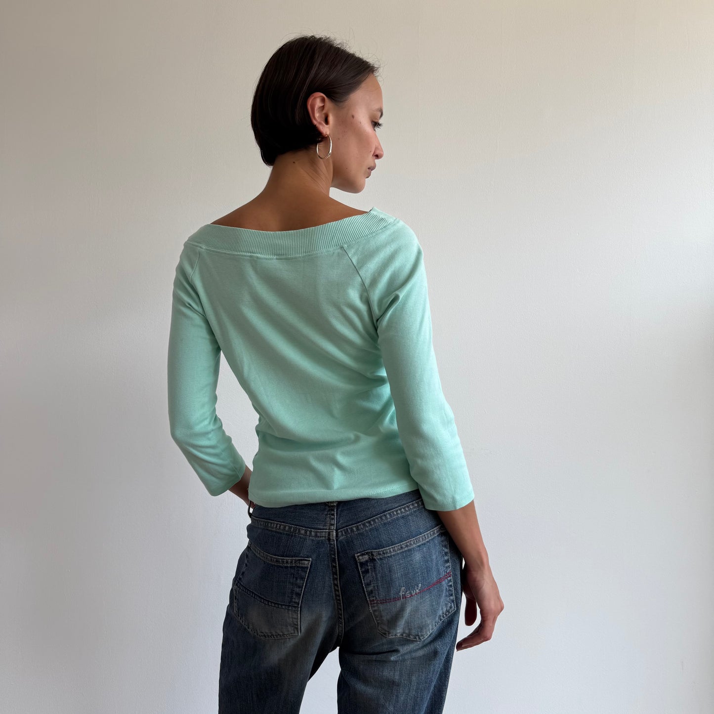 Mint Bardot 3/4 sleeve top - Size M