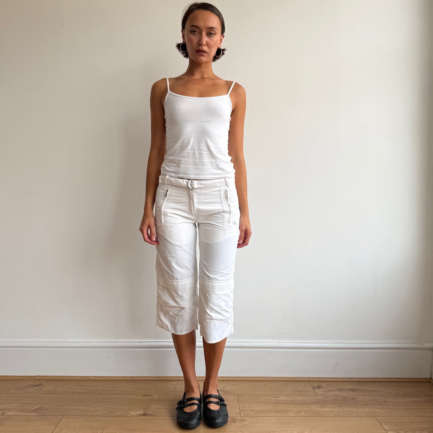 White Adidas belt capris - Size S